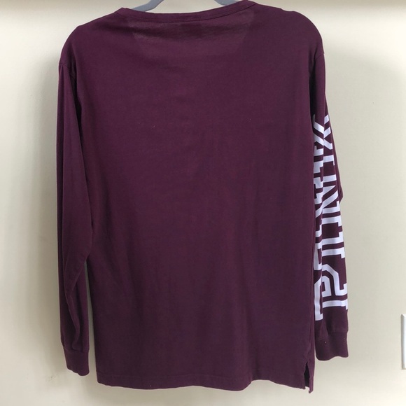 VS PINK Long Sleeve Burgundy Top - Picture 2 of 4